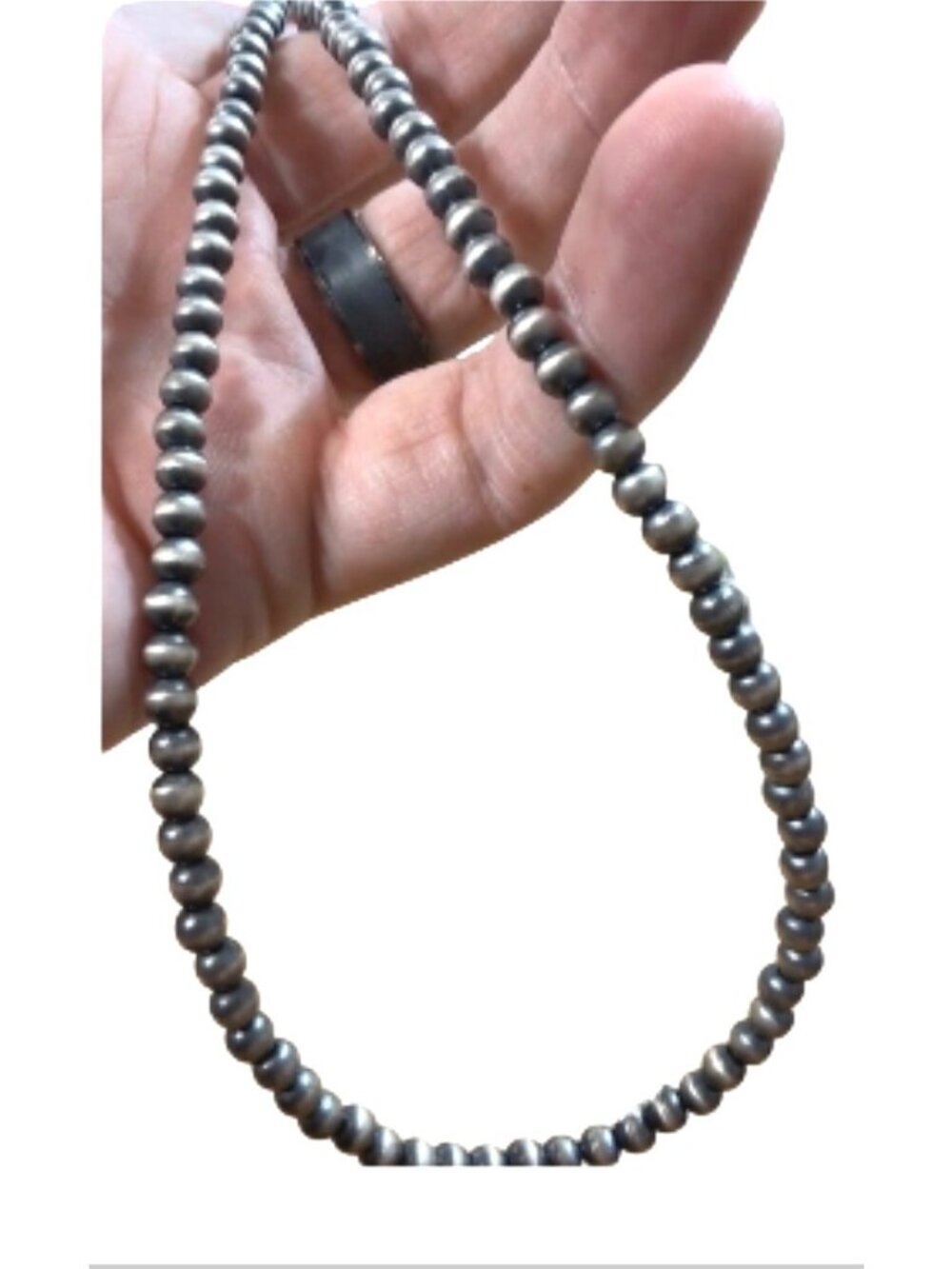 Sterling Silver 5mm Desert Pearls Necklace With Adjustable Length 18-20 Inches